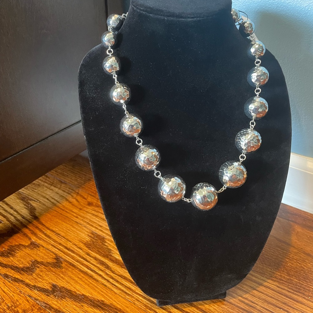 Chico’s Elegant Silver tone Beaded Necklace